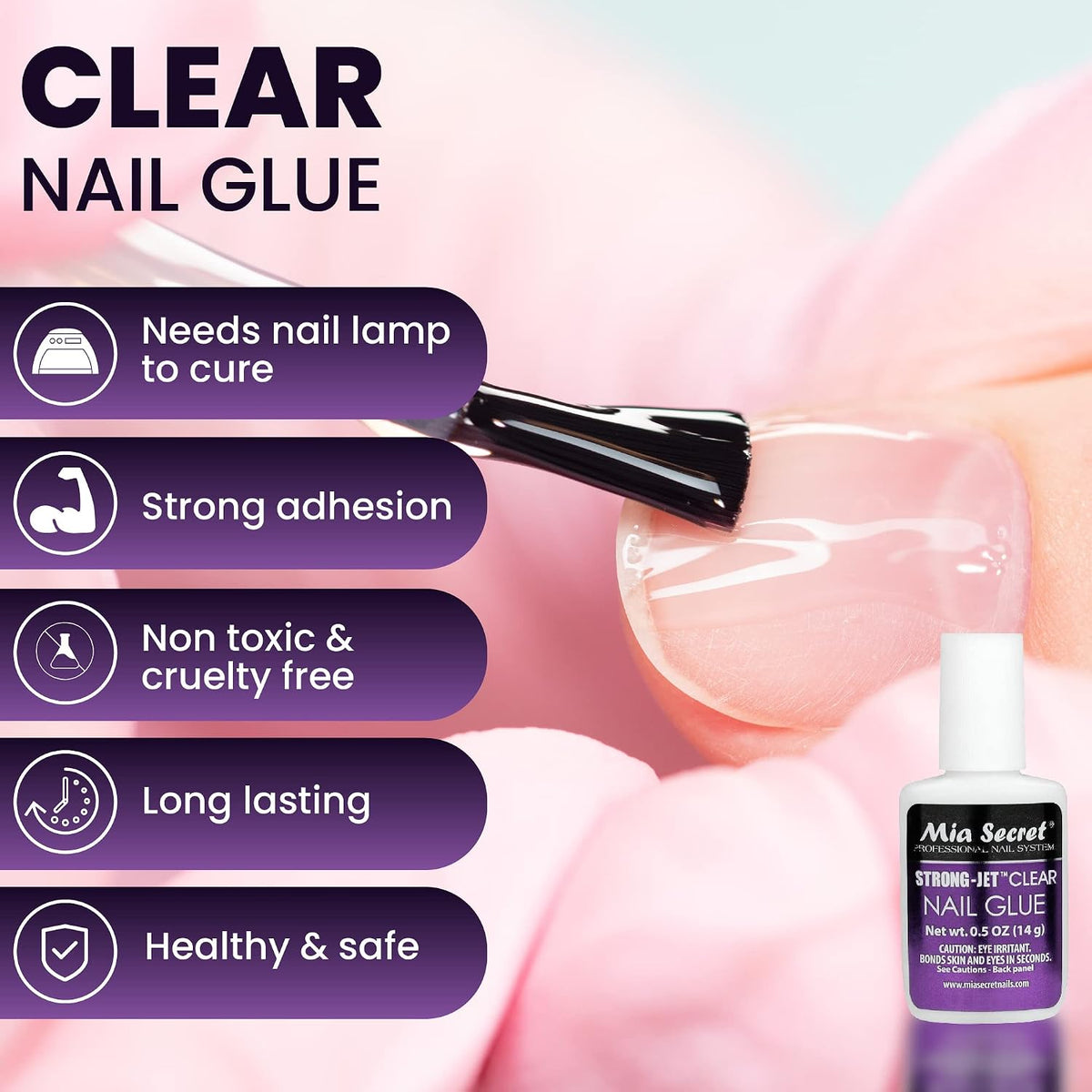 Strong-Jet Brush on Clear Nail Glue 335 - Ideal to Adhere Crystals over Any Acrylic and Gel Surface