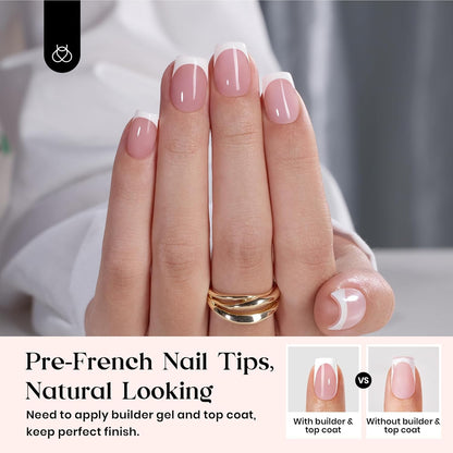 Beetles French Tips Press on Nails: 150 Pcs Pink Short Square Press on Nails Fak
