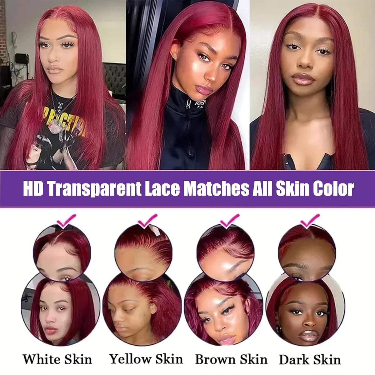 99J Burgundy Wig Human Hair 13X6 Straight Lace Front Wigs Human Hair 24Inch