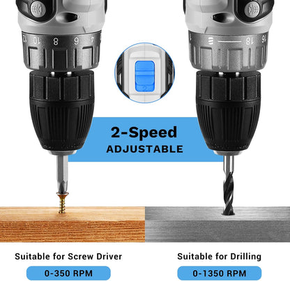 Power Drill Cordless: DEKO PRO Cordless Drill 20V Electric Power Drill Set Tool for Women Drills with Battery and Charger 20 Volt Drills Driver Kit Blue