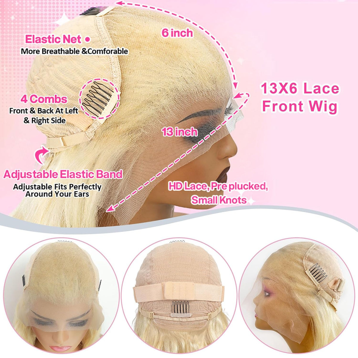 30 Inch Body Wave 613 13X6 HD Lace Front Wig Human Hair 200 Density