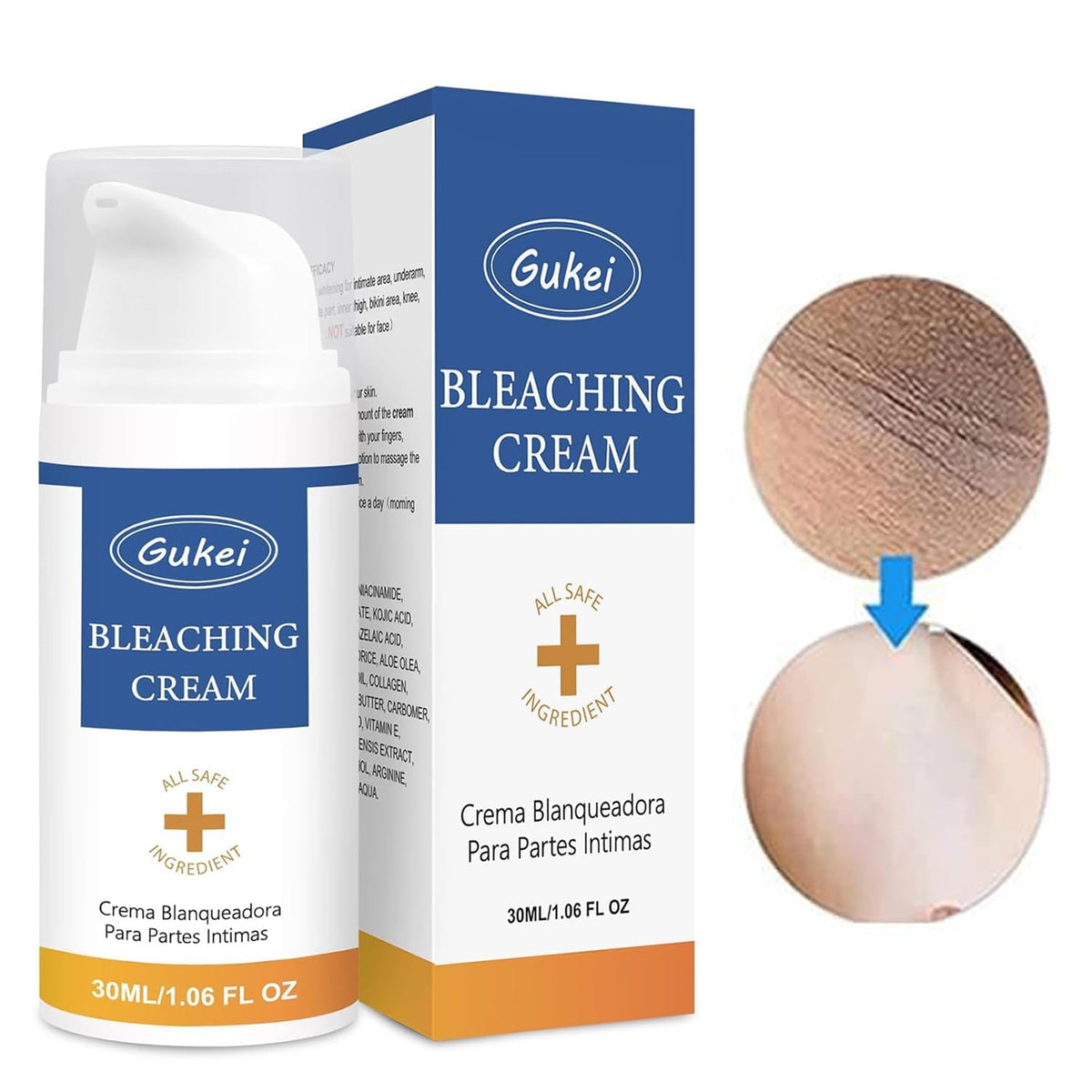 Intimate Areas Skin Lightening Cream Bleaching Cream for Body Sensitive Intimate Area, Private Parts, Underarm, Knees, Elbows, Inner Thigh, Bikini Areas, Bikini Line, Natural Skin Whitening.