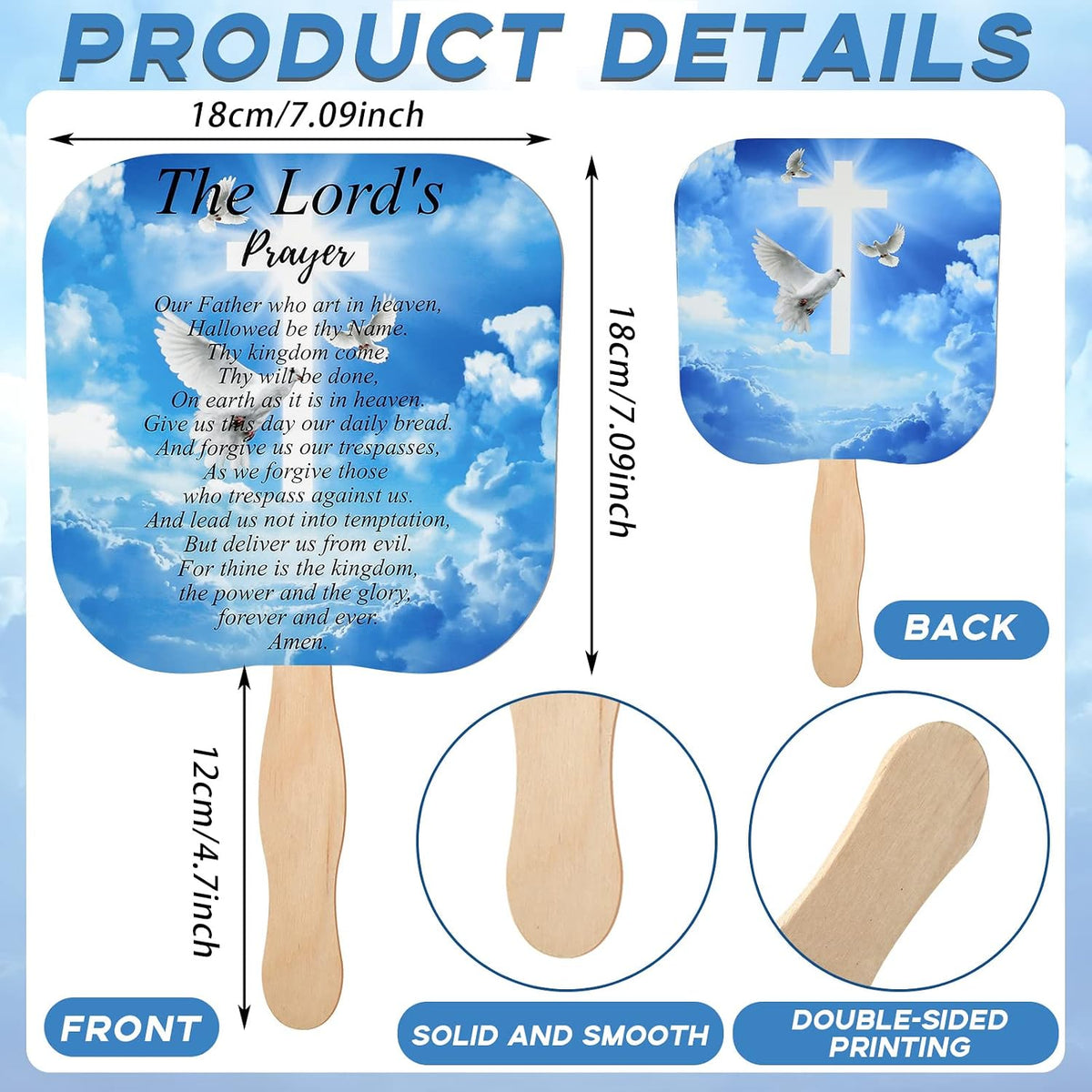 50 Pcs Christian Church Fans Bulk the Lord'S Prayer