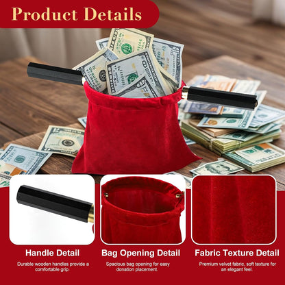 Church Tithe Offering Bags with Wooden Handles,Offering Baskets for Church with Handles for Churches Communion Supplies,Collection Baskets for Church Offerings Accessories