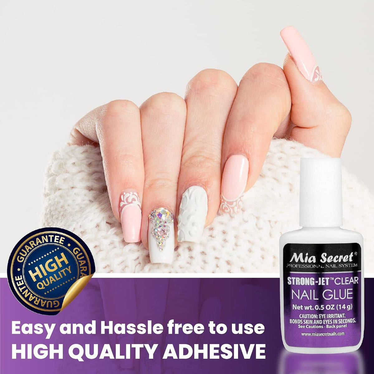 Strong-Jet Brush on Clear Nail Glue 335 - Ideal to Adhere Crystals over Any Acrylic and Gel Surface