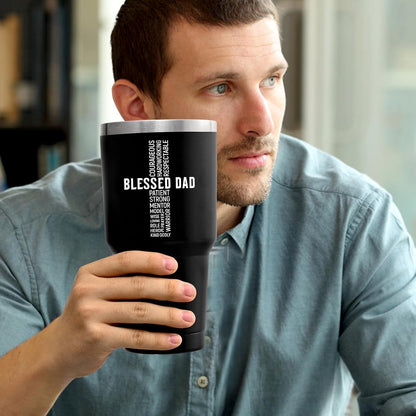 Christian Father'S Day Gifts, Blessed Dad 30Oz Insulated Tumbler with Keychain, Father’S Day, Birthday, Christmas, Christian Gifts for Dad, Black
