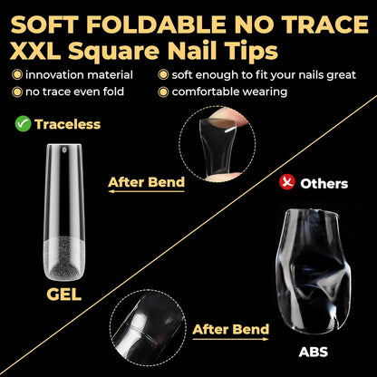 Extra Long Sqaure Nail Tips, No C Curve Gel Nail Tips Square
