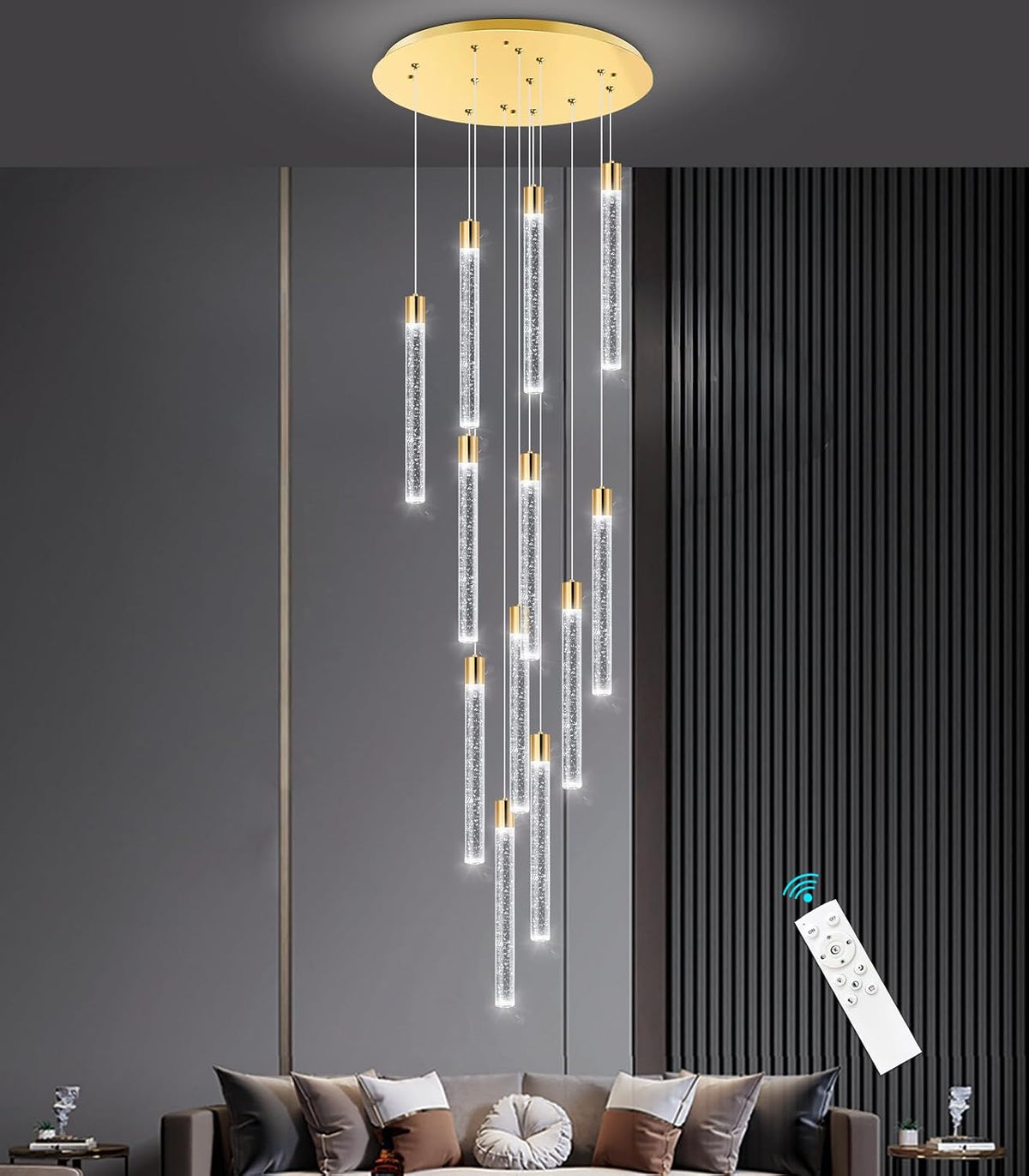 Modern Chandelier for Staircase Modern LED Chandelier Crystal Chandelier Dimmable Pendant Lights for High Ceiling Chandelier Light Fixture