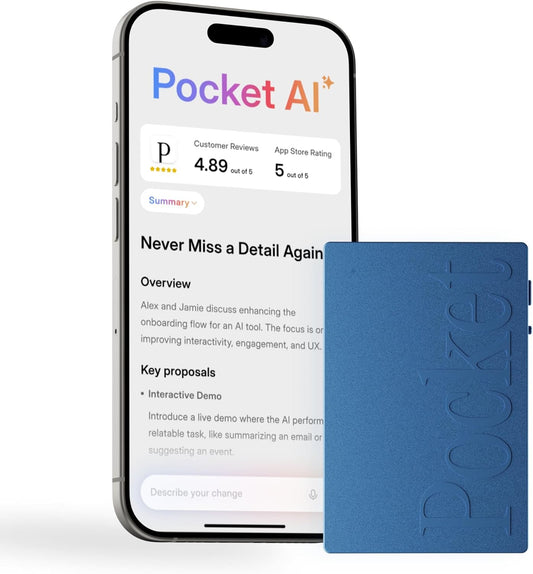 AI Voice Recorder, Auto Transcription, AI Note Taker, Sierra Blue