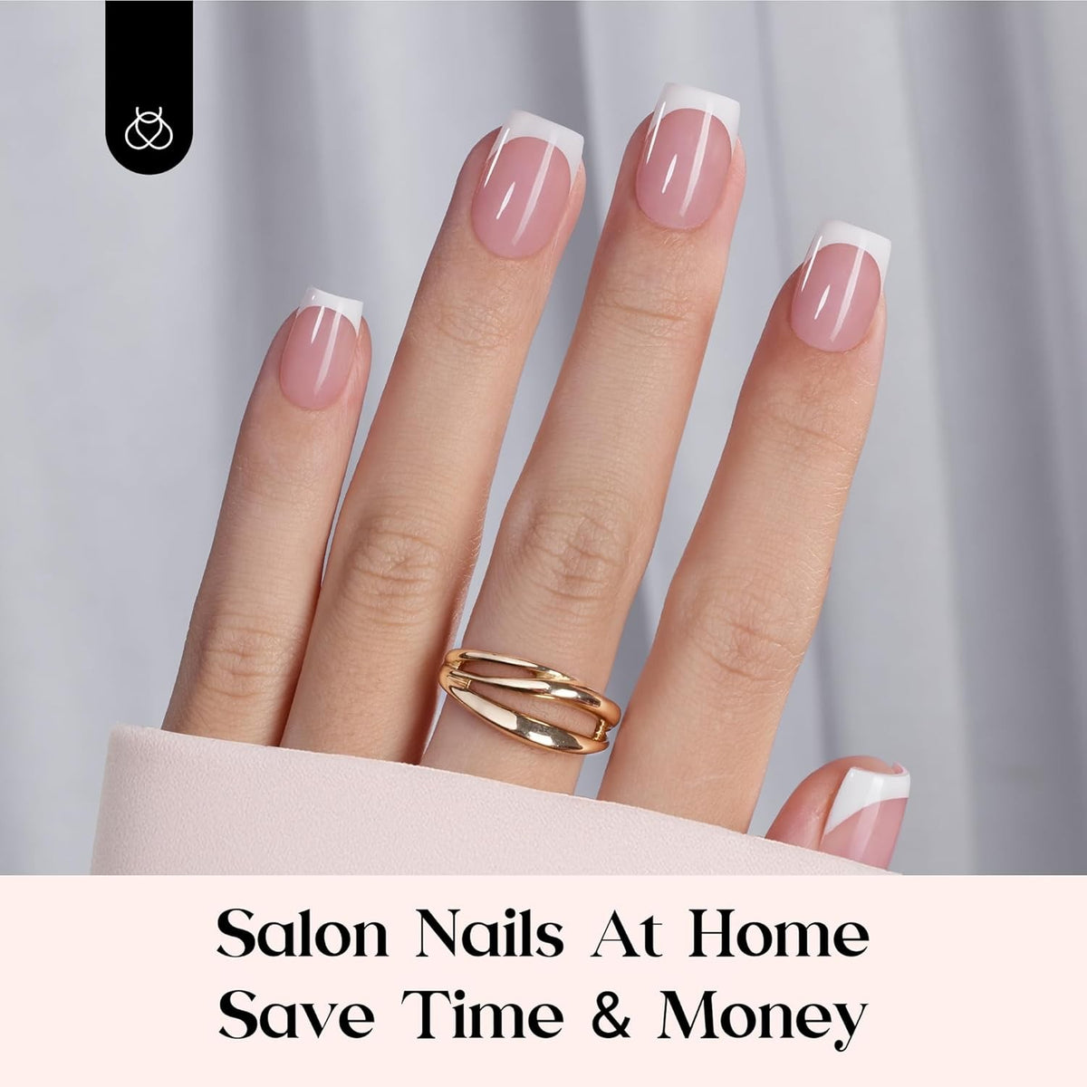 Beetles French Tips Press on Nails: 150 Pcs Pink Short Square Press on Nails Fak