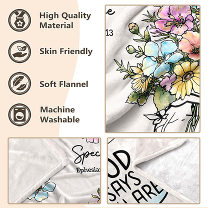Christian Religious Gifts for Women, Christian Birthday Blanket with Flower