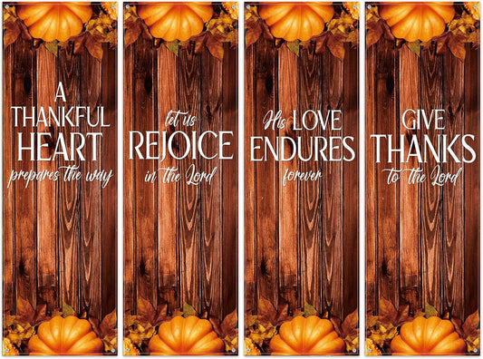 4 Pcs Fall Sanctuary Banners Retro Style 2 X 6 Feet Scripture