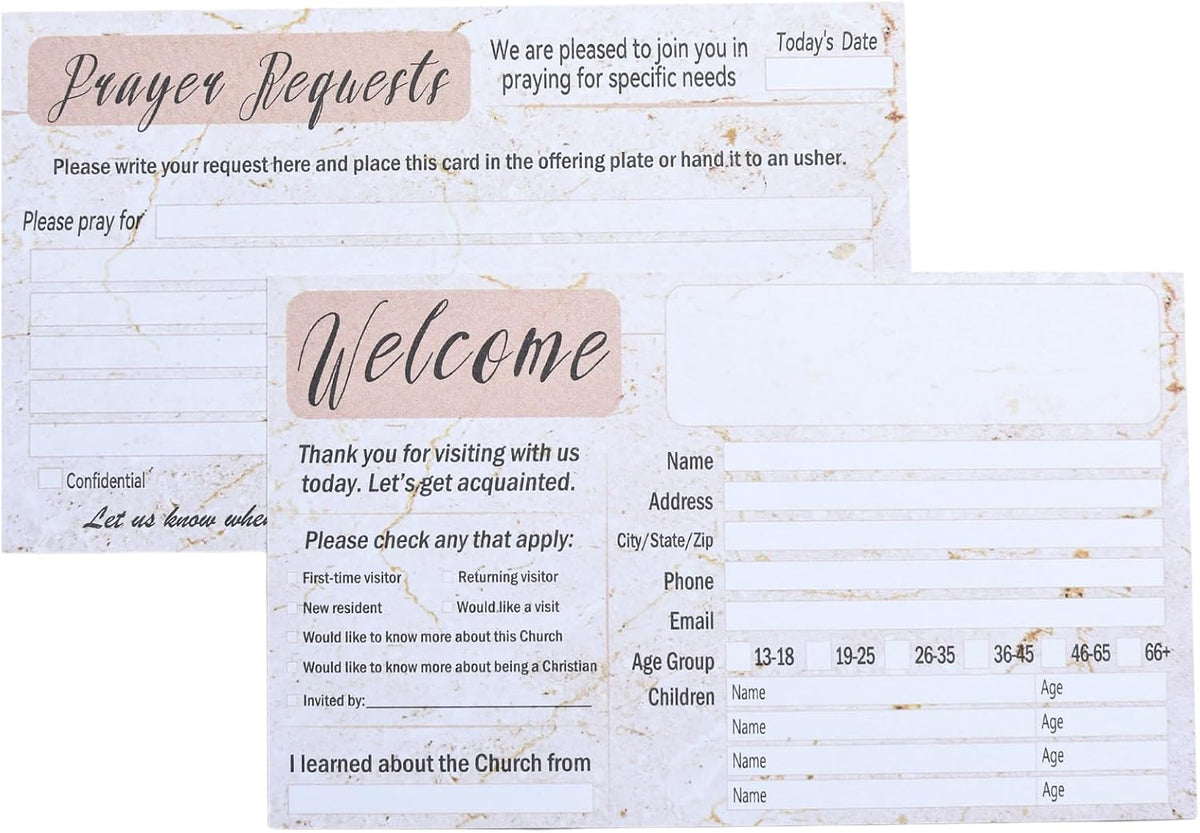 200 Pack Church Visitor Cards 3 X 5 Inches Church Welcome Small Prayer Card Decorative Prayer Request Cards for Church Greeting Praying (Marble)