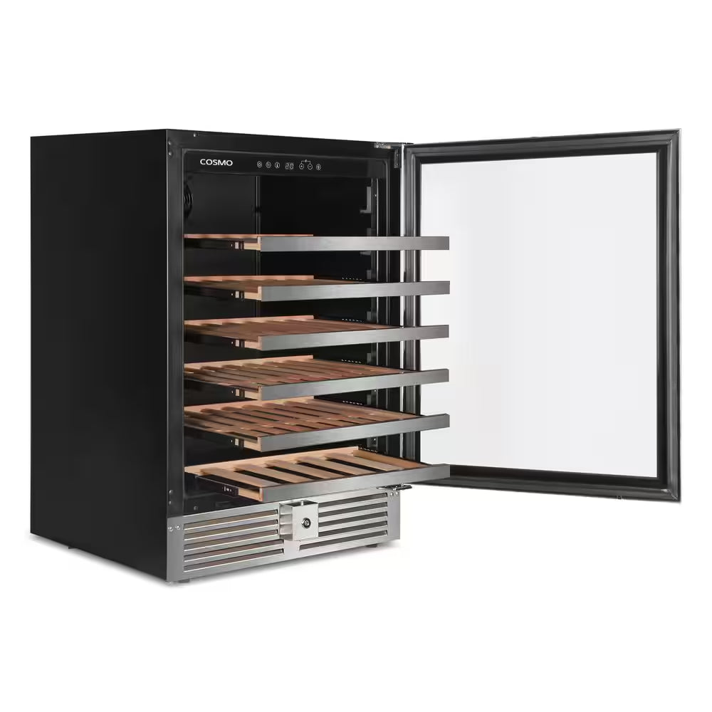 Lumin Collection 24 In. 52-Bottle Single Zone Compressor Wine Cooler, Digital Controls, LED Lighting, Stainless Steel