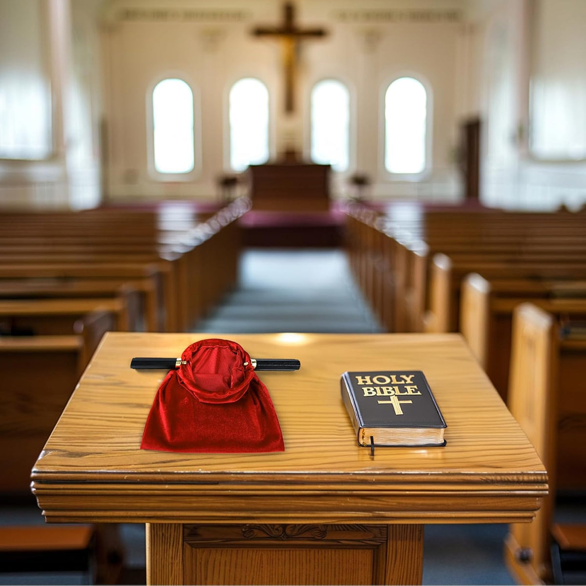 Church Tithe Offering Bags with Wooden Handles,Offering Baskets for Church with Handles for Churches Communion Supplies,Collection Baskets for Church Offerings Accessories