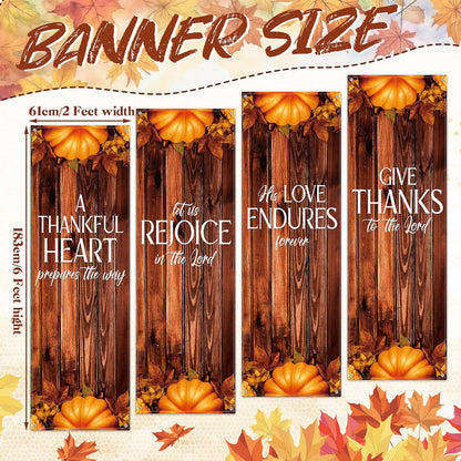 4 Pcs Fall Sanctuary Banners Retro Style 2 X 6 Feet Scripture