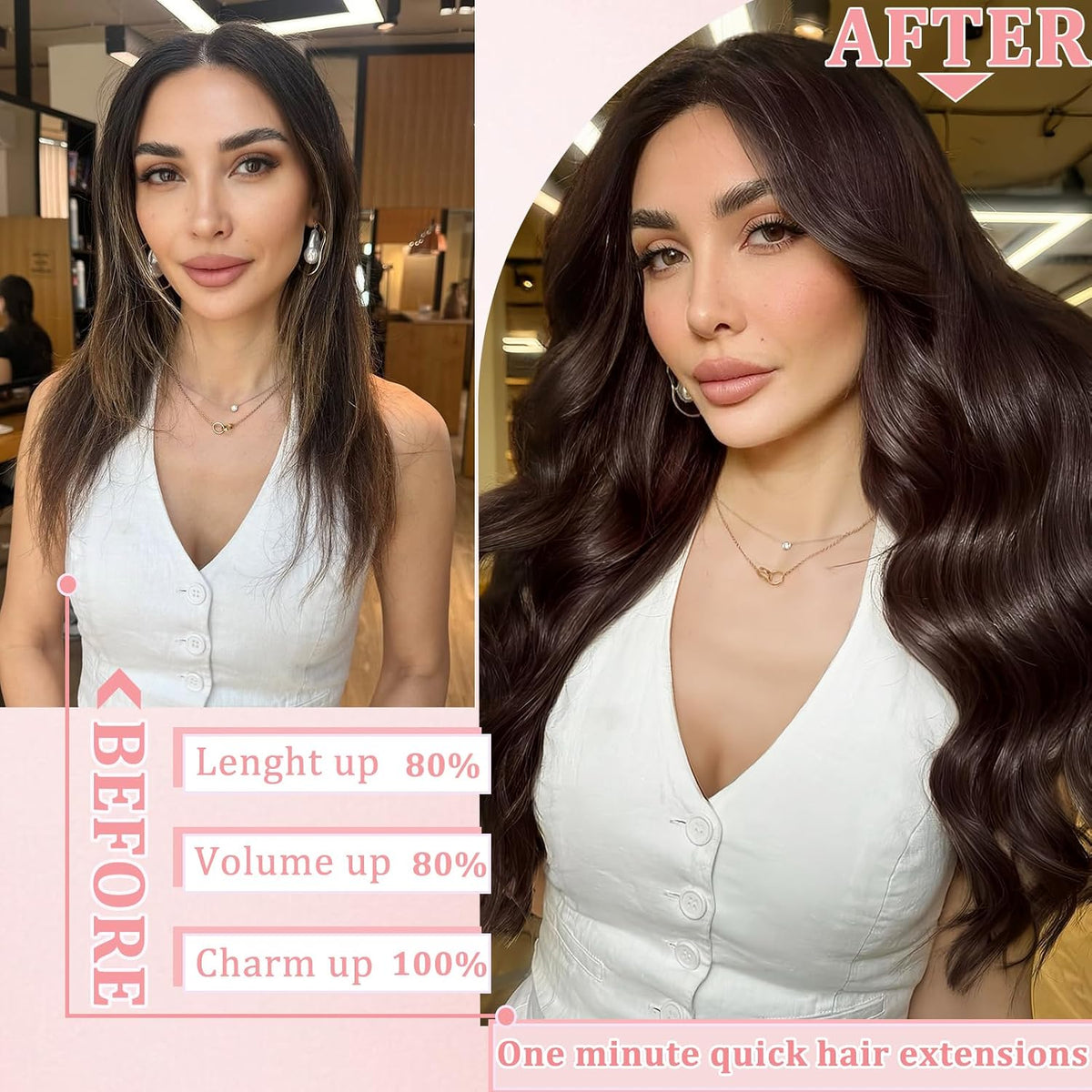 Natural Black Clip in Hair Extensions Real Human Hair 14Inch