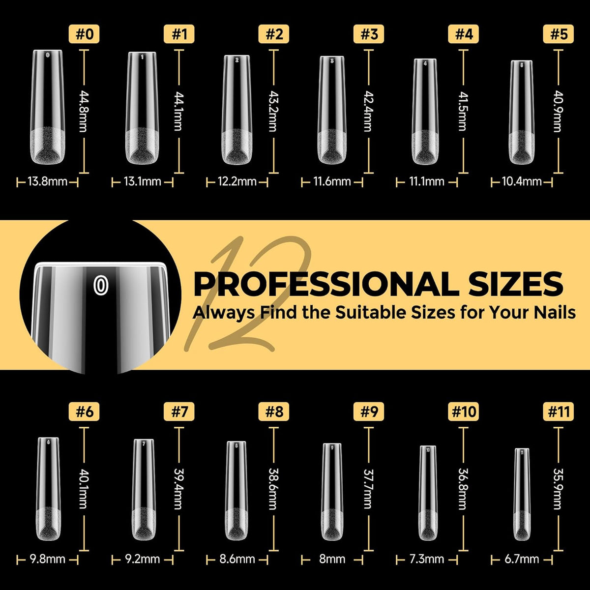 Extra Long Sqaure Nail Tips, No C Curve Gel Nail Tips Square