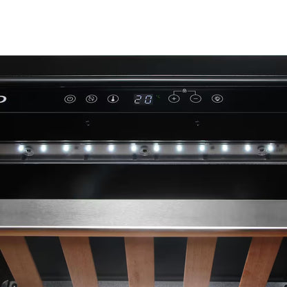 Lumin Collection 24 In. 52-Bottle Single Zone Compressor Wine Cooler, Digital Controls, LED Lighting, Stainless Steel
