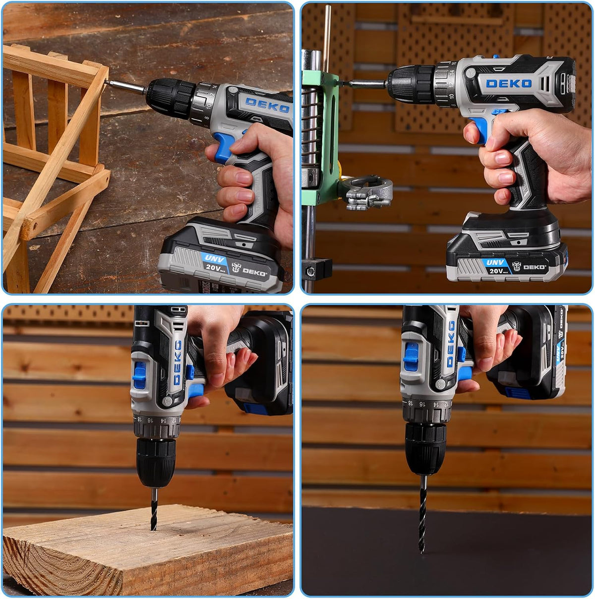 Power Drill Cordless: DEKO PRO Cordless Drill 20V Electric Power Drill Set Tool for Women Drills with Battery and Charger 20 Volt Drills Driver Kit Blue