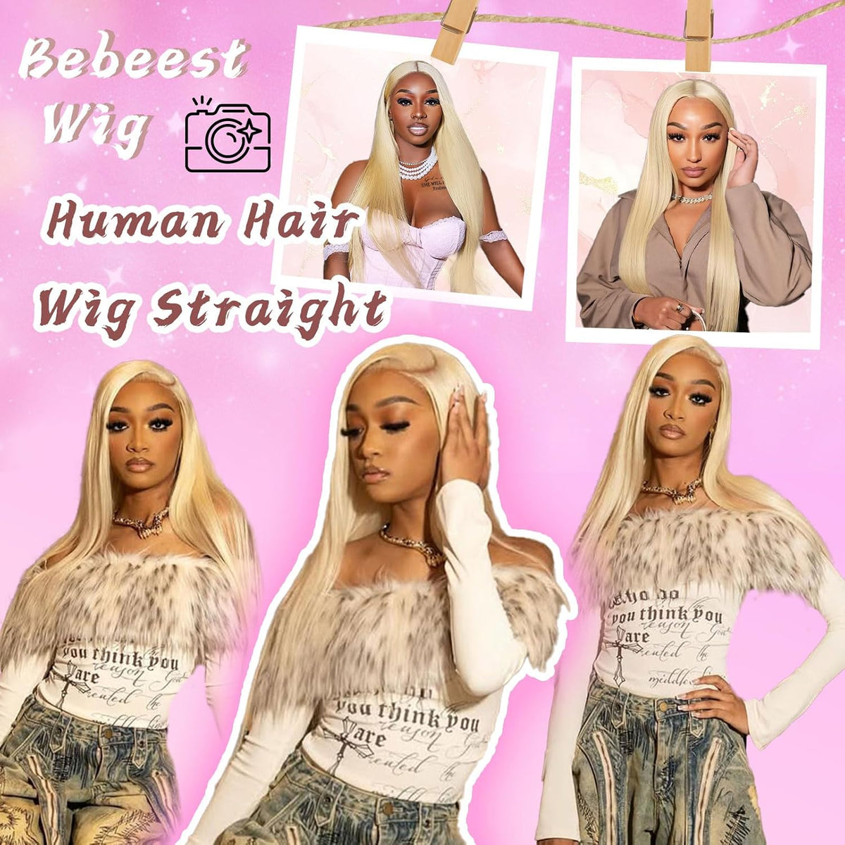 34 Inch Blonde Wig Human Hair 613 Lace Front Wig Human Hair