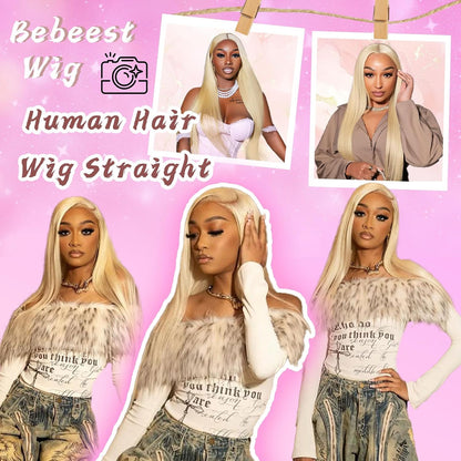 34 Inch Blonde Wig Human Hair 613 Lace Front Wig Human Hair