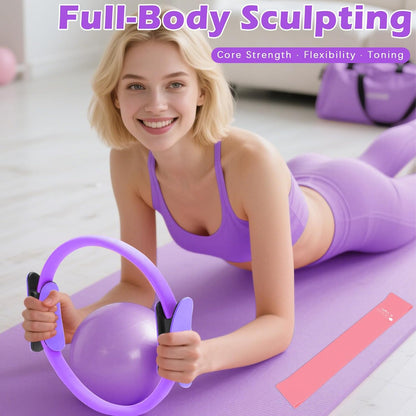 Pilates Kit for Women, Home Workout Set with Ring,Ball,Bands Ankle Weights