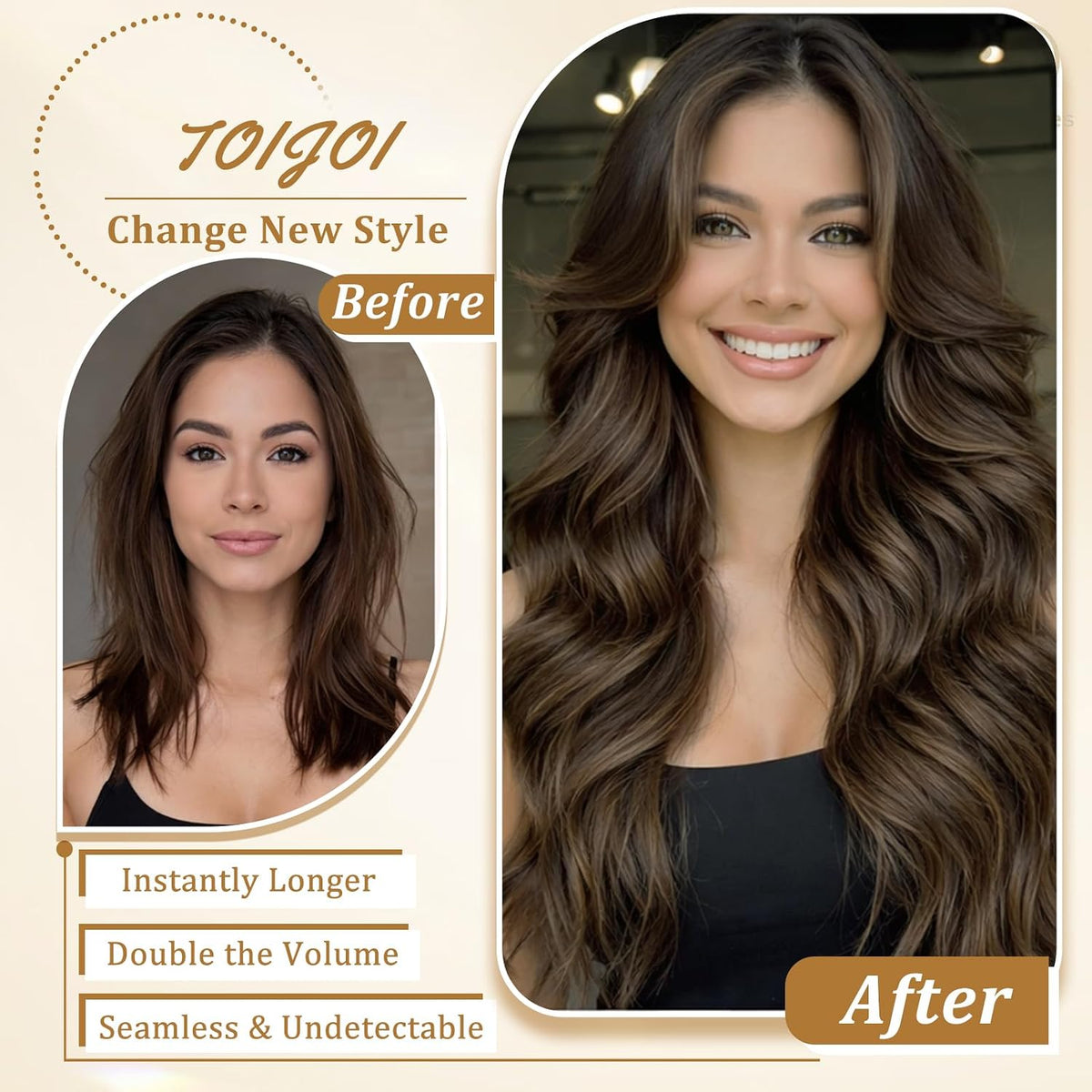 Human Hair Clip in Extensions Chocolate Brown Hair Extensions 14Inch