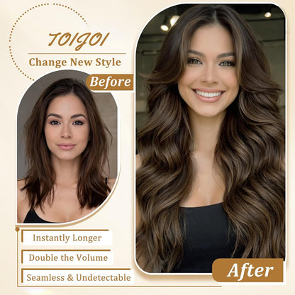 Human Hair Clip in Extensions Chocolate Brown Hair Extensions 14Inch
