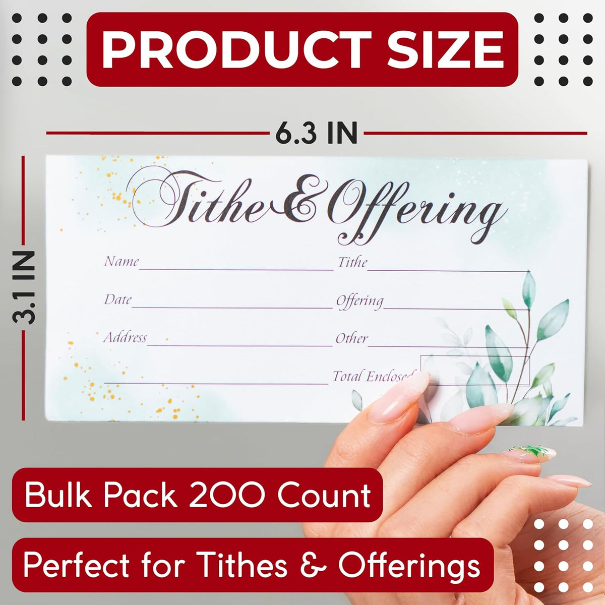 Tithes and Offering Envelopes for Church, 200 Count, 6.3 X 3.1 In