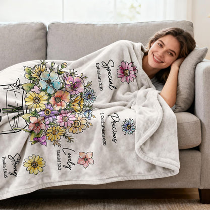 Christian Religious Gifts for Women, Christian Birthday Blanket with Flower