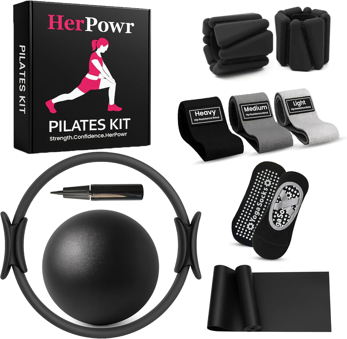 Pilates Kit with Weights, Pilates Kit with Ankle Wrist Weights, Pilates Set, at Home Pilates Kit, Pilates Sets for Women, Pilates Essential Kit, Pilates Accessories, Pilates Workout Sets