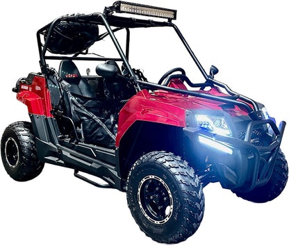 Armored UTV SSR 170RS Utility Vehicle, 2-Seater, 200Cc Automatic + Reverse with Cargo Bed LED Headlights Spare Wheel, DF200GKV Work Truck Backyard Use on the Farm (Red)