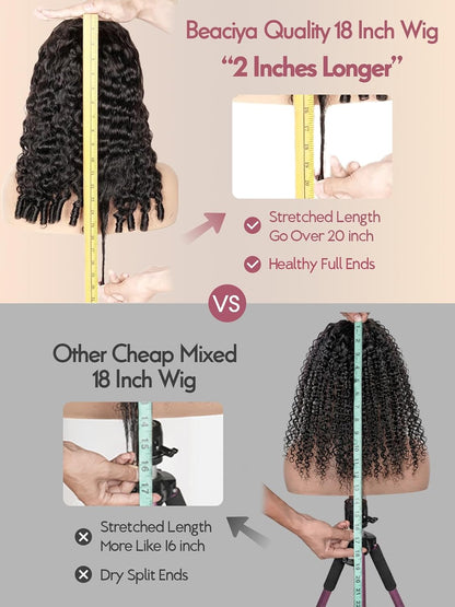 220% Density 20 Inch Burmese Curly Half Wig,100% Human Hair,[2-Year Life,220G], 3 in 1 Glueless Human Hair Half Wig Seamless Flip over Half Wigs for Black Women No Glue No Lace Curly Wig