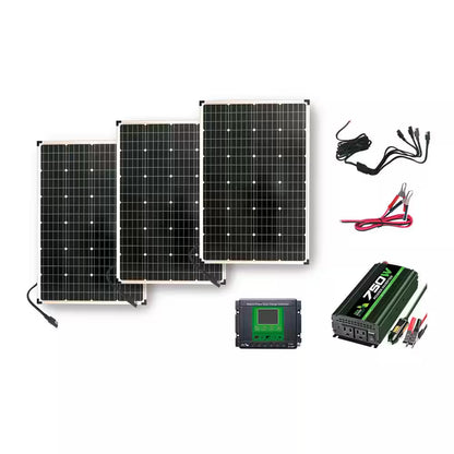 330-Watt Polycrystalline Solar Power Kit with 3 X 110-Watt Panels, 750-Watt Power Inverter and 30 Amp Charge Controller