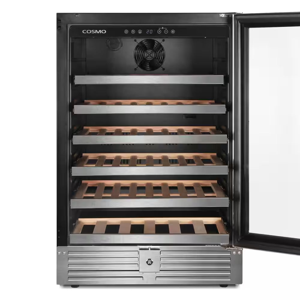 Lumin Collection 24 In. 52-Bottle Single Zone Compressor Wine Cooler, Digital Controls, LED Lighting, Stainless Steel