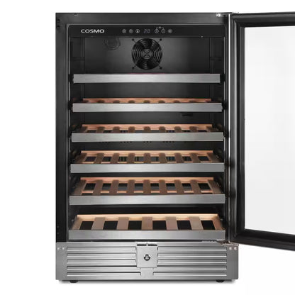 Lumin Collection 24 In. 52-Bottle Single Zone Compressor Wine Cooler, Digital Controls, LED Lighting, Stainless Steel