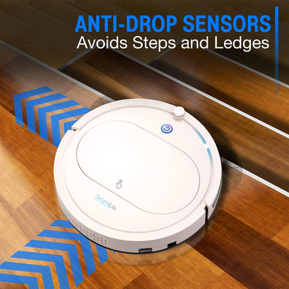 Robot Vacuum Cleaner with Remote Control, Smart Robotic Machine Automatic Floor Cleaning Robo Vac with Dry Mop for Clean Home Carpet Hard Wood Tile Pet Hair