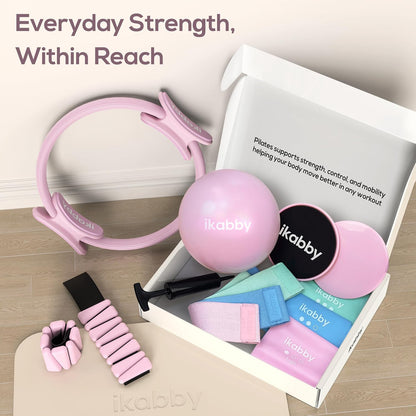 Pilates Kit, Home Pilates Kit with Weights, Pilates Equipment for Home Workout, Pilates Essentials Kit for Women, Yoga Pilates Mat Kit for Beginners, Pilates Set