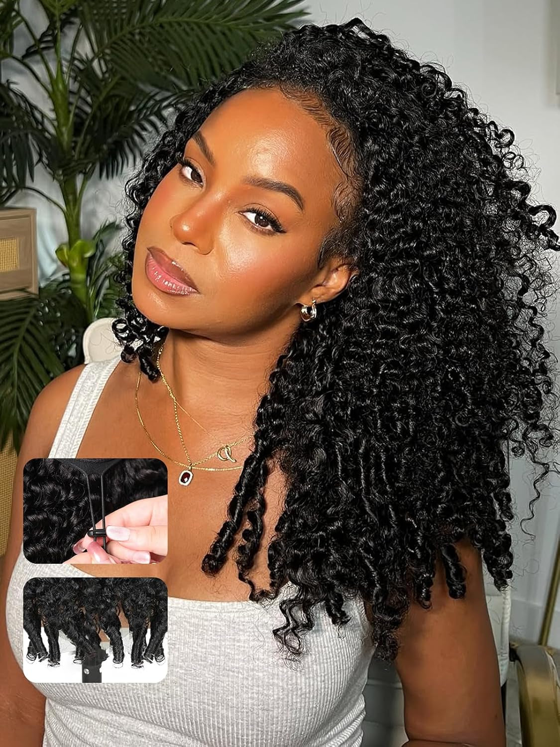 220% Density 20 Inch Burmese Curly Half Wig,100% Human Hair,[2-Year Life,220G], 3 in 1 Glueless Human Hair Half Wig Seamless Flip over Half Wigs for Black Women No Glue No Lace Curly Wig