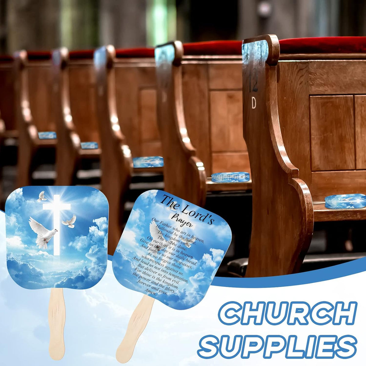50 Pcs Christian Church Fans Bulk the Lord'S Prayer