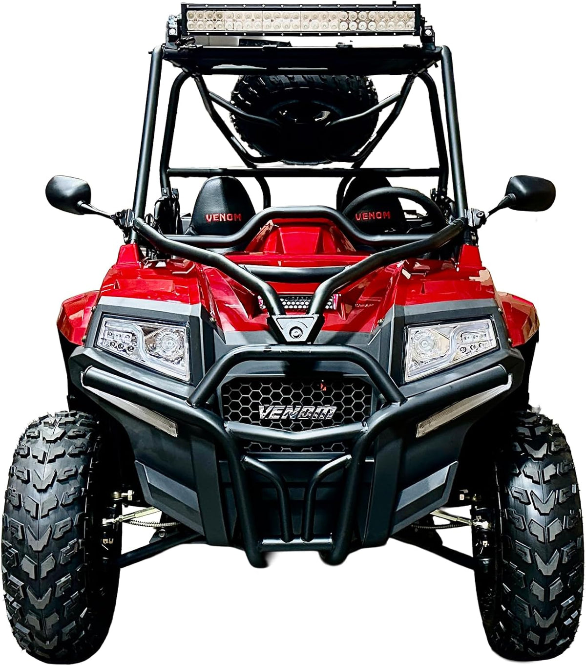 Armored UTV SSR 170RS Utility Vehicle, 2-Seater, 200Cc Automatic + Reverse with Cargo Bed LED Headlights Spare Wheel, DF200GKV Work Truck Backyard Use on the Farm (Red)