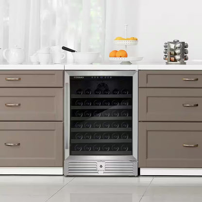 Lumin Collection 24 In. 52-Bottle Single Zone Compressor Wine Cooler, Digital Controls, LED Lighting, Stainless Steel