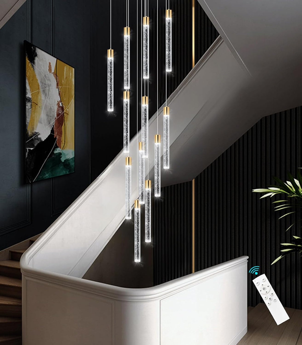 Modern Chandelier for Staircase Modern LED Chandelier Crystal Chandelier Dimmable Pendant Lights for High Ceiling Chandelier Light Fixture
