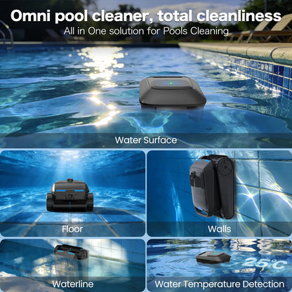 Pool Robot Cleaner 4In1 Omni CP400, Robot Pool Ceaner above Ground Pool and Inground Pool,With Pool Skimmer Robot