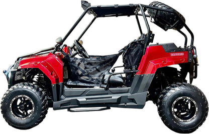 Armored UTV SSR 170RS Utility Vehicle, 2-Seater, 200Cc Automatic + Reverse with Cargo Bed LED Headlights Spare Wheel, DF200GKV Work Truck Backyard Use on the Farm (Red)