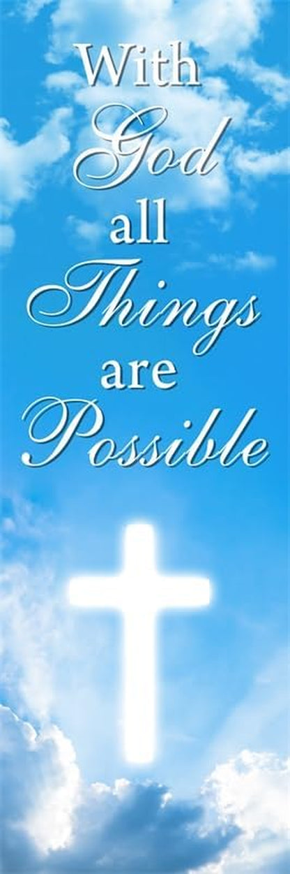 Church Worship Banner for Church Sanctuary Decor 2X6Ft-With God All Things Are Possible