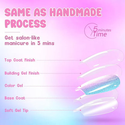 Press on Nails Short - 5 Styles Unique Two-Color Ombre Square Cat Eye Press on Nails, Soft Gel X Coat Nails False Nails in 16 Sizes - 160 PCS Stick on Nails Kit