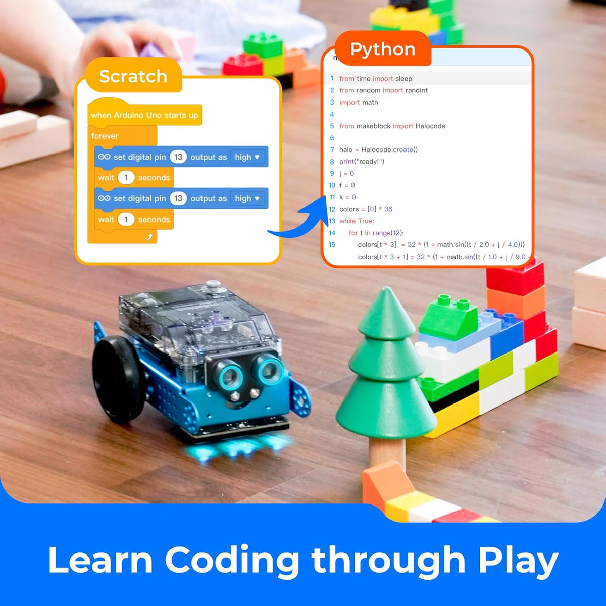 Mbot2 Coding Robot for Kids, Code Learning Support Scratch & Python Programming, Robotics Kit for Kids Ages 8-14 and Up, Building STEM Robot Toys Gifts for Boys Girls