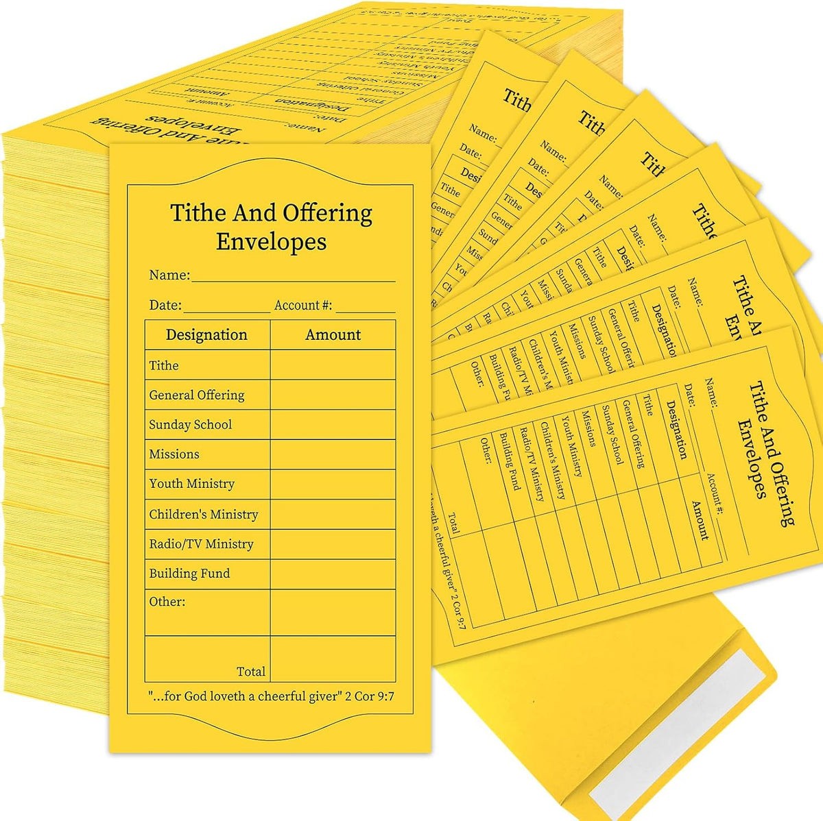 500Pcs Tithes and Offering Envelopes for Church Offering Tithe Envelopes for Church Supplies Donation Church Offering Envelopes 6.5X3.5 Inch Church Envelopes for Tithe and Offering(Yellow)